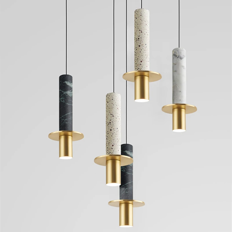 

Modern Led Pendant Light Marble Terrazzo Hanging Lamp For Restaurant Bar Bedroom Bedside Lamp Living Room Decoration Chandeliers