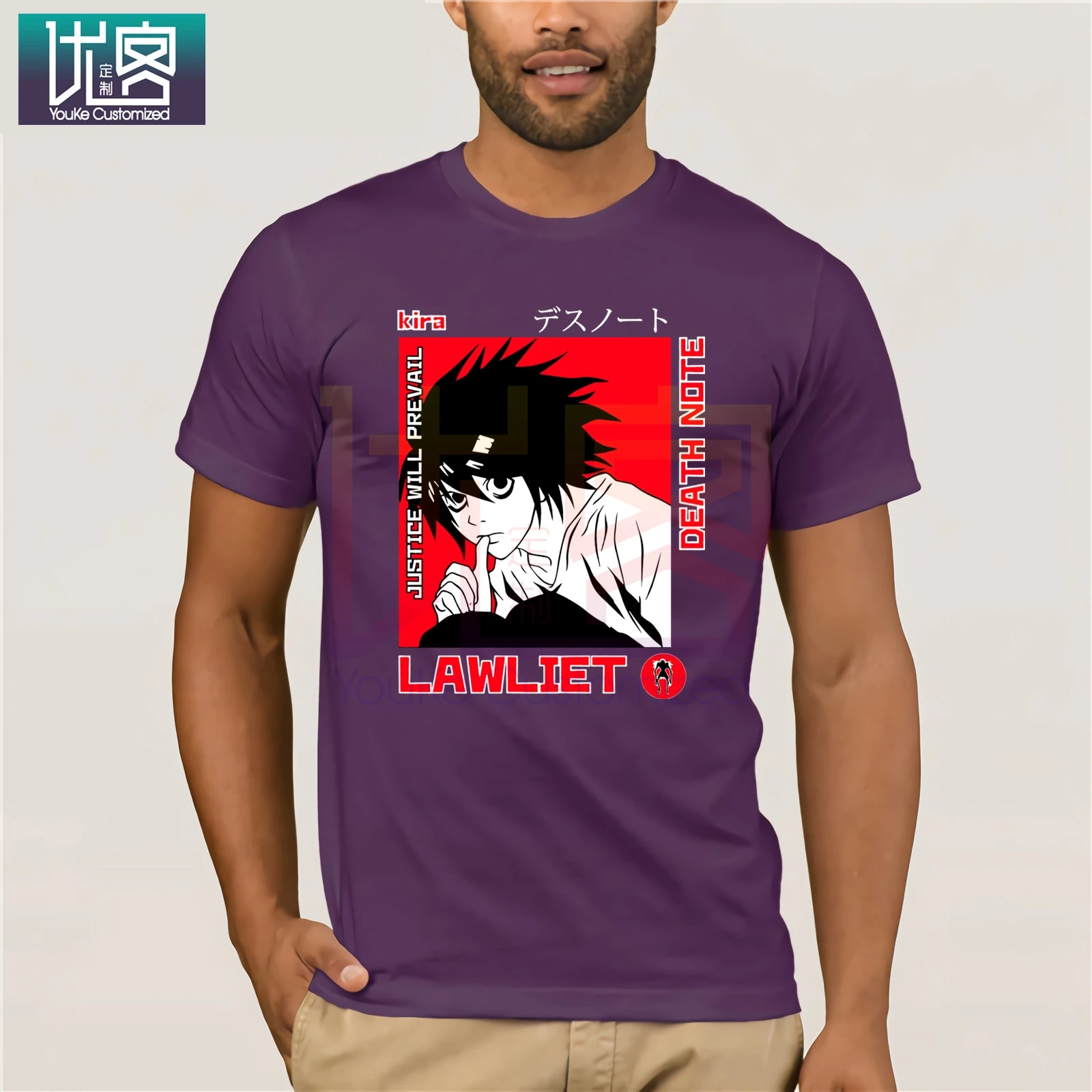 Футболка с коротким рукавом Death Note-L Kira Lawliet Уникальные повседневные футболки из