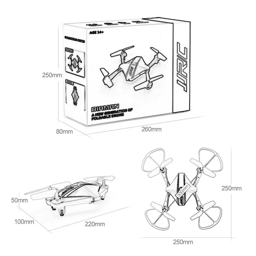 

H44WH Diamond Shape Foldable Drone 720P WiFi Camera Quadcopter Selfie Drone Remote Control Headless Mode Helicopter VS H37