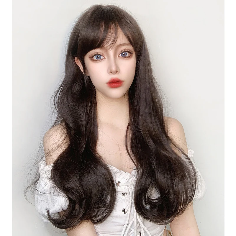 

LANLAN synthetic wig female long curly hair big wave temperament natural bangs heat-resistant synthetic wig