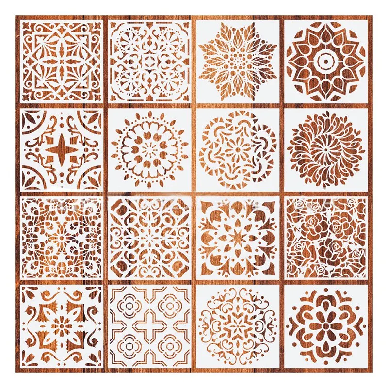 16 шт. Мандала шаблон для рисования трафарет стен живописи скрапбукинга DIY рок