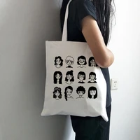 women korean style cotton canvas shopper bag girl harajuku 90s y2k classic vintage shoulder handbag female bolsa compra