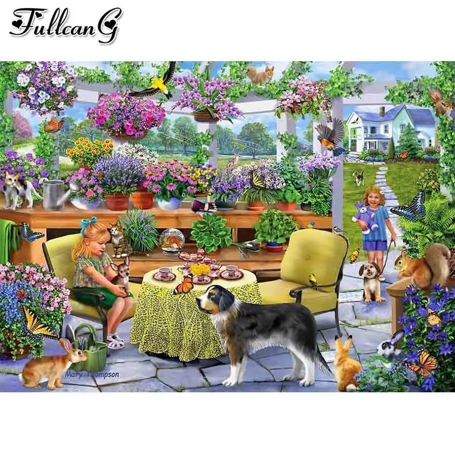

5D DIY Diamond Painting Garden Kid Full Diamond Embroidery Dog Animal Rhinestone Cross Stitch Pictures Home Decoration AA3081