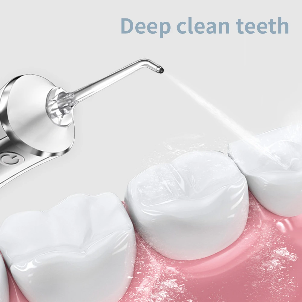 

Oral Irrigator USB Rechargeable Water Flosser Portable Dental Water Jet 350ML Water Tank Waterproof Teeth Cleaner