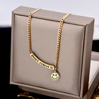 316l stainless steel fadeless smiling face collarbone east gate new fashion smile do not regret the alphabet necklace chain