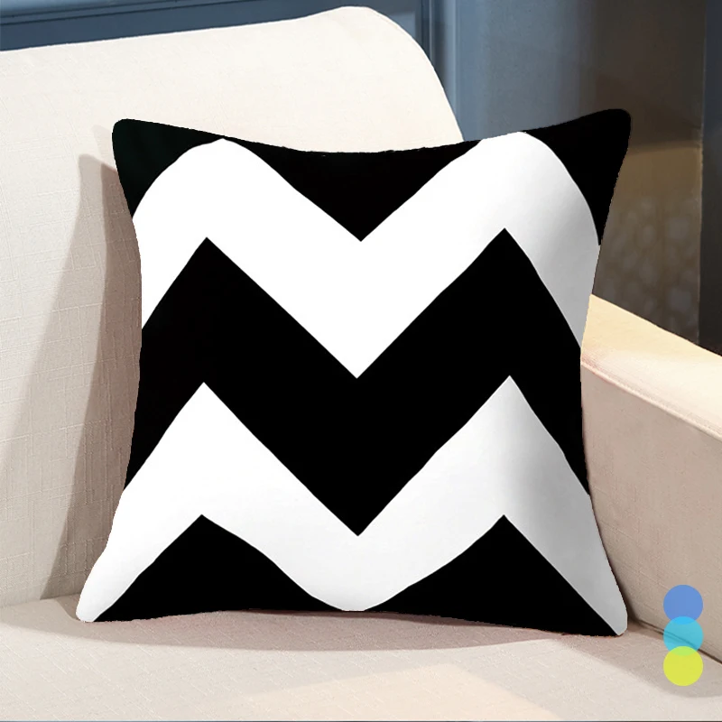 

Simple Nordic Geometric Polyester Cushion Cover Decoration Black and White Pattern Wave Arrow Print Throw Pillowcase Accessories