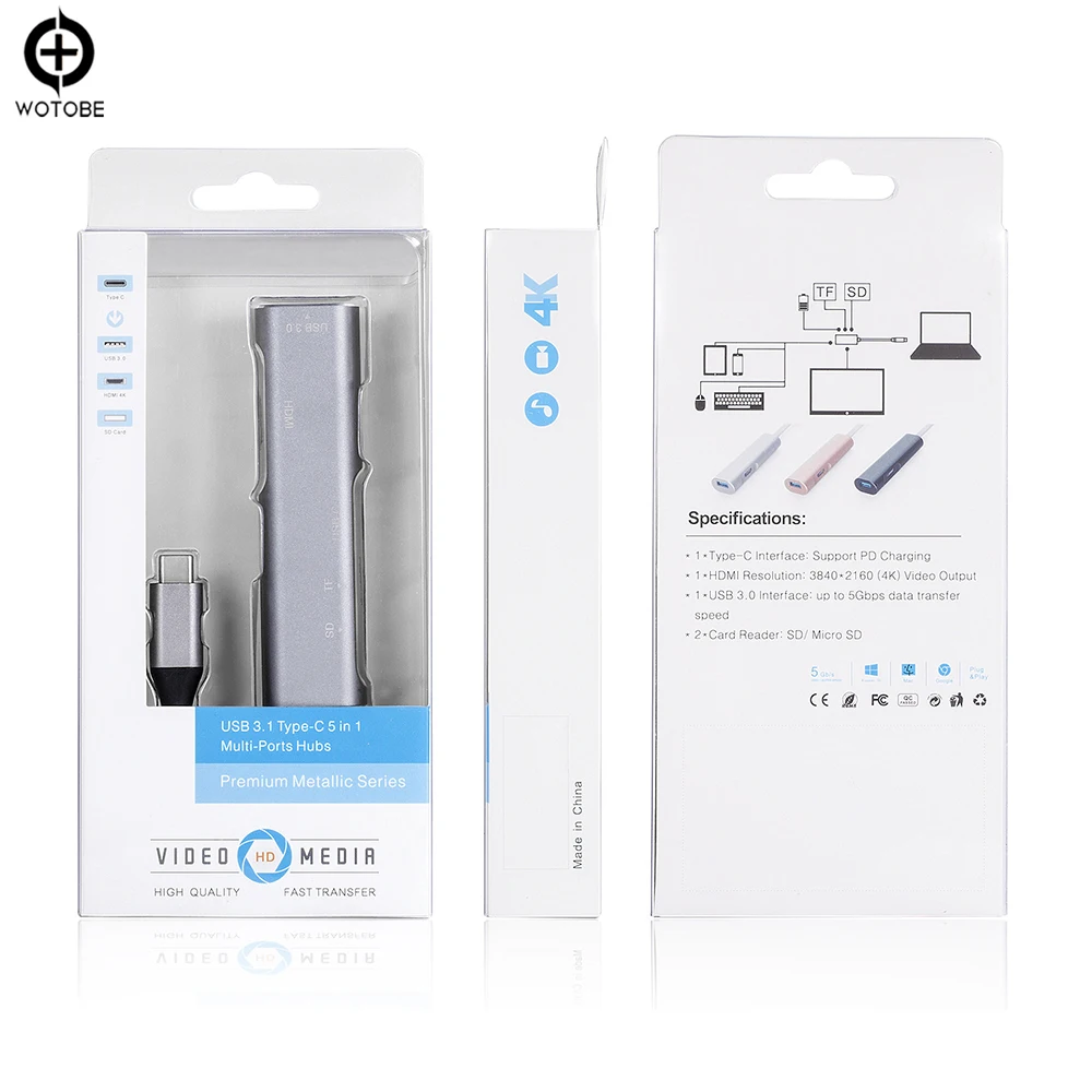 Док-станция USB Type-C HDMI 4K SD/TF 5 Гбит/с | Мобильные телефоны и аксессуары