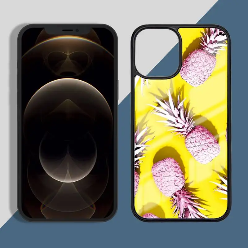 

Yellow Pineapple Pink Silicone Phone Cases PC for iPhone 11 12 pro XS MAX 8 7 6 6S Plus X 5S SE 2020 XR