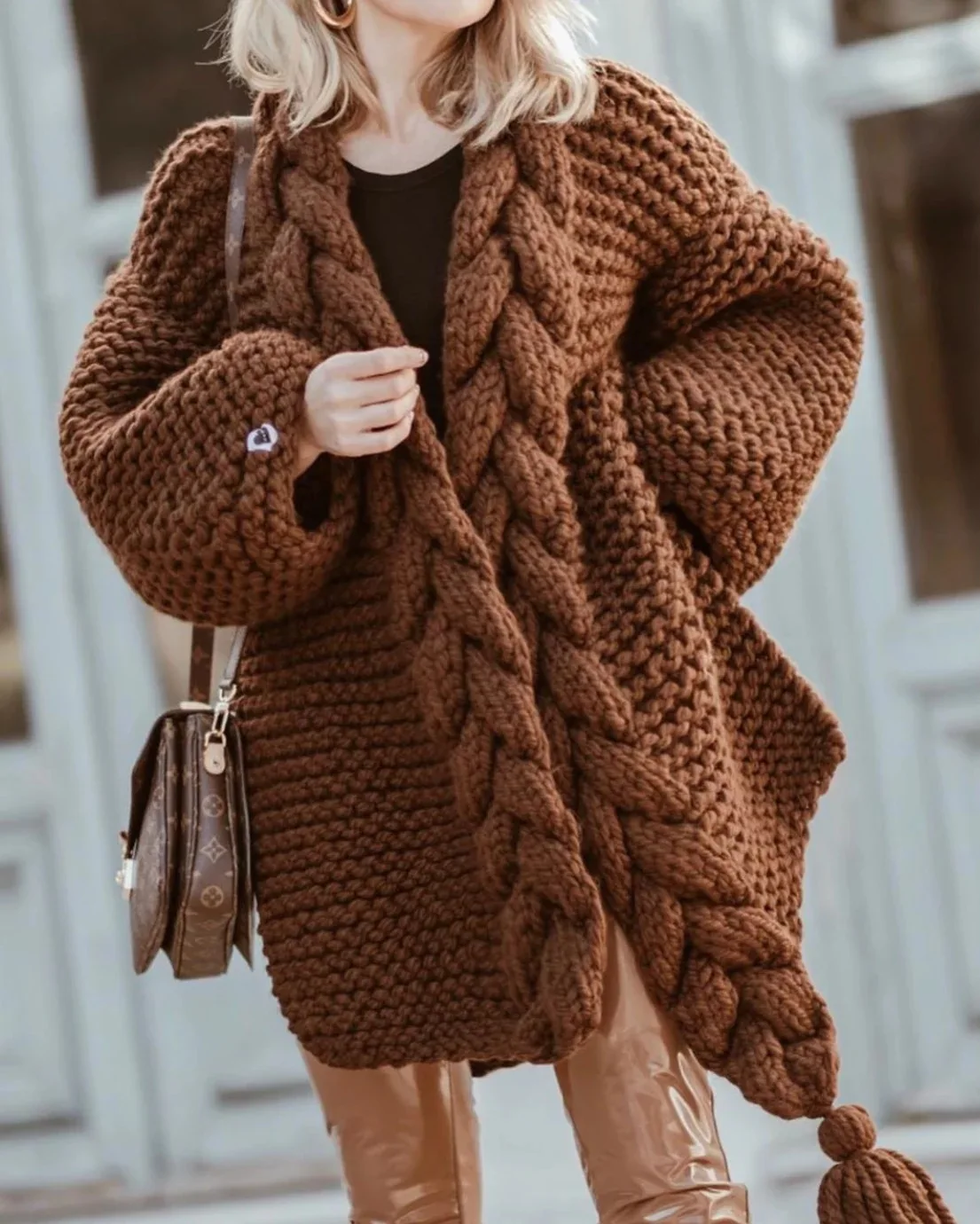 2021 Sweaters Autumn Thick Knit Cardigans Mohair Oversized Long Handmade Fashion Pullovers Scarf Collar Cardigan |