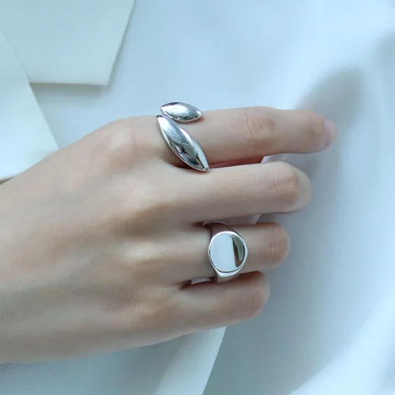 

Geometric Irregular Design Silver Color Finger Ring Jewelries For Women Smooth Cool Personality Finger Rings Girls Jewellery