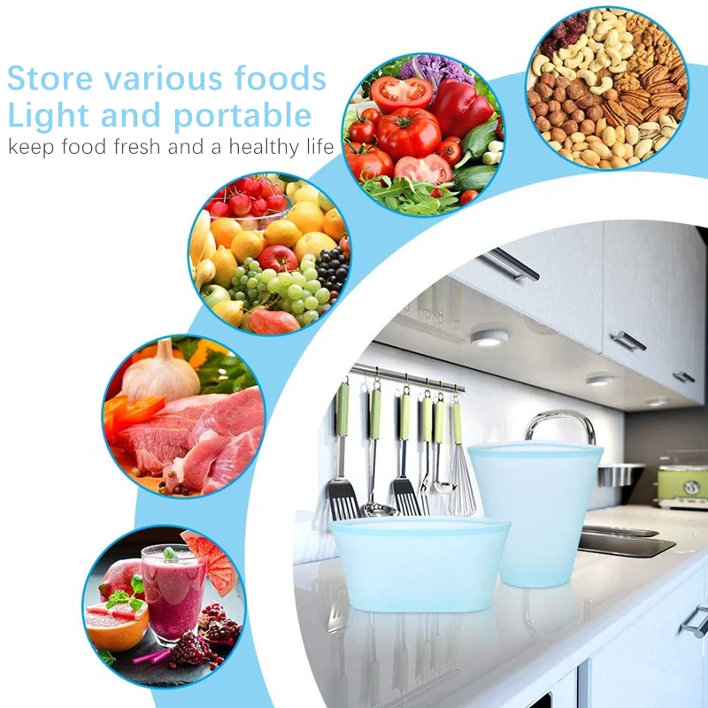 

Quality Silicone Food Storage Containers Leakproof Containers Reusable Stand Up Zip Shut Bag Cup Fresh Bag Food Storage Bag