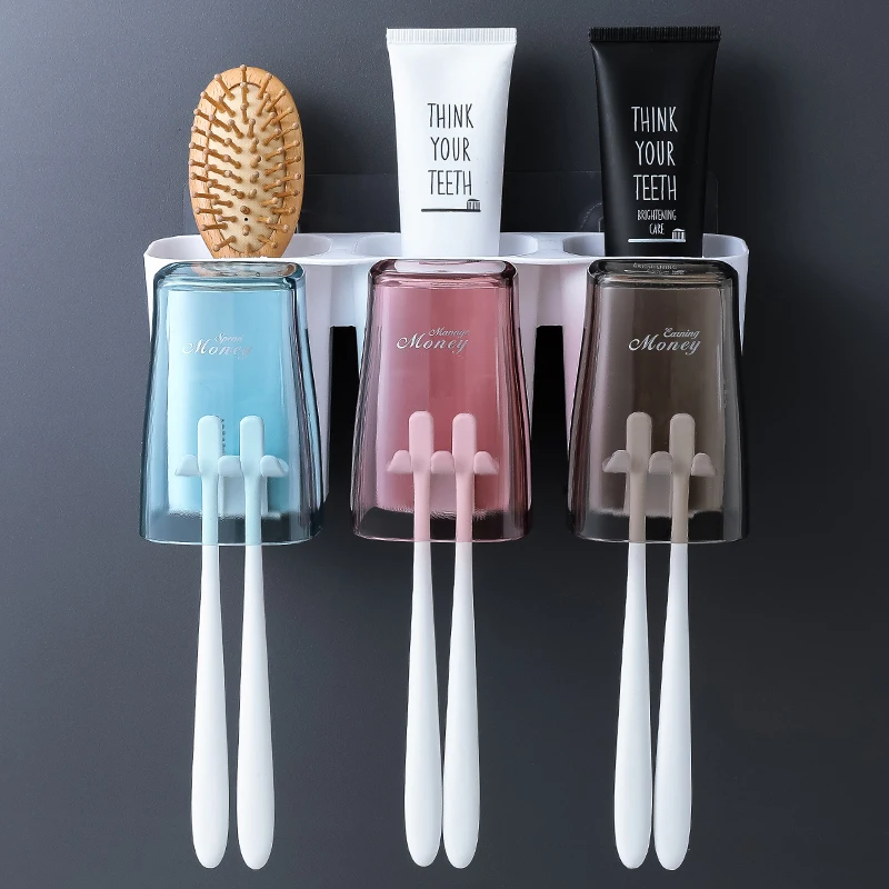 

Suction Cup Organizer Toothbrush Holder Set Bathroom Plastic Toothbrush Toothpaste Holder Wall Banheiro Home Accessories DH50YSJ