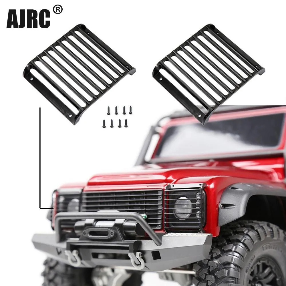 Ajrc 2pcs Metal Front Lamp Guards Headlight Cover Guard Grille For 1/10 Rc Crawler Car Trax Trx-4 Defender