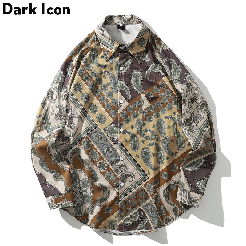 Темный значок бандана футболка с длинными рукавами и Для мужчин 2019 осень Винтаж