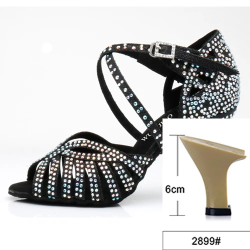 black heel 6cm WUXIJIAO/туфли для латинских танцев; женские туфли на высоком каблуке; черные Серебристые золотистые блестящие удобные туфли для сальсы; вечерние туфли для сальсы - Цвет: black heel 6cm