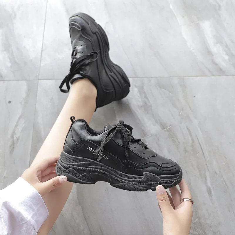 Дышащие повседневные кроссовки на шнуровке Уличная обувь толстой подошве для
