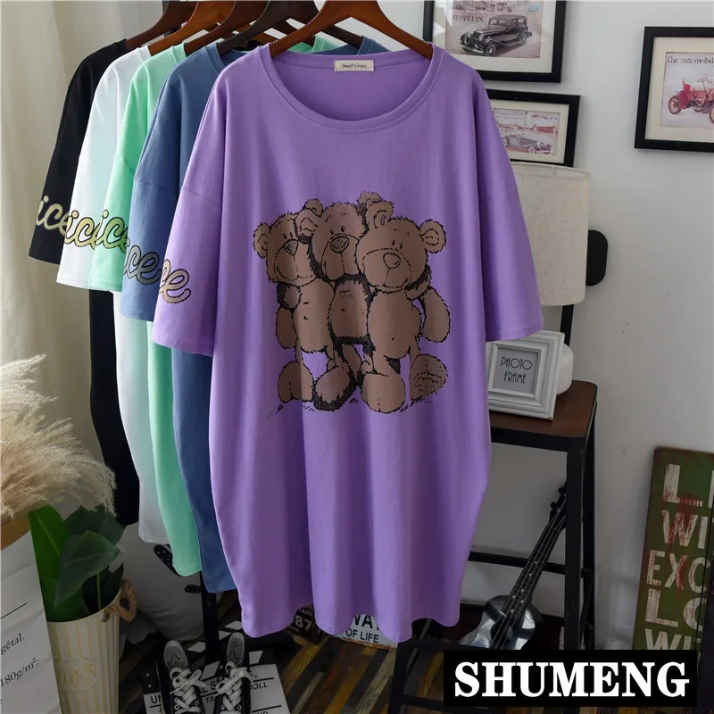 Футболка с короткими рукавами из чистого хлопка женская футболка средней длины