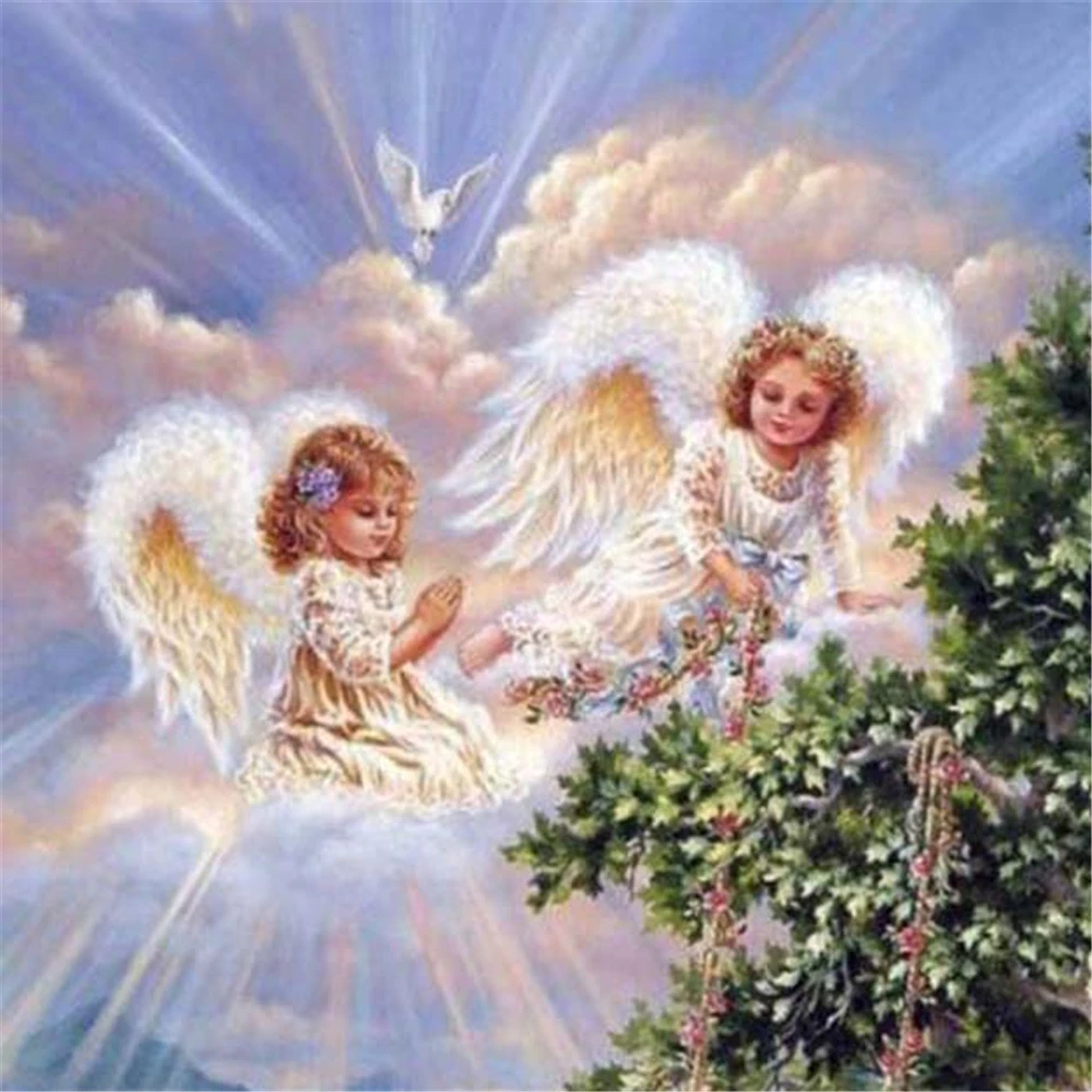 Angel Girl-patrones de punto de cruz preimpresos para manualidades, bordado DMC de 11CT, hilos de costura para Hobby, artesan&iacute;a, artesan&iacute;a-0