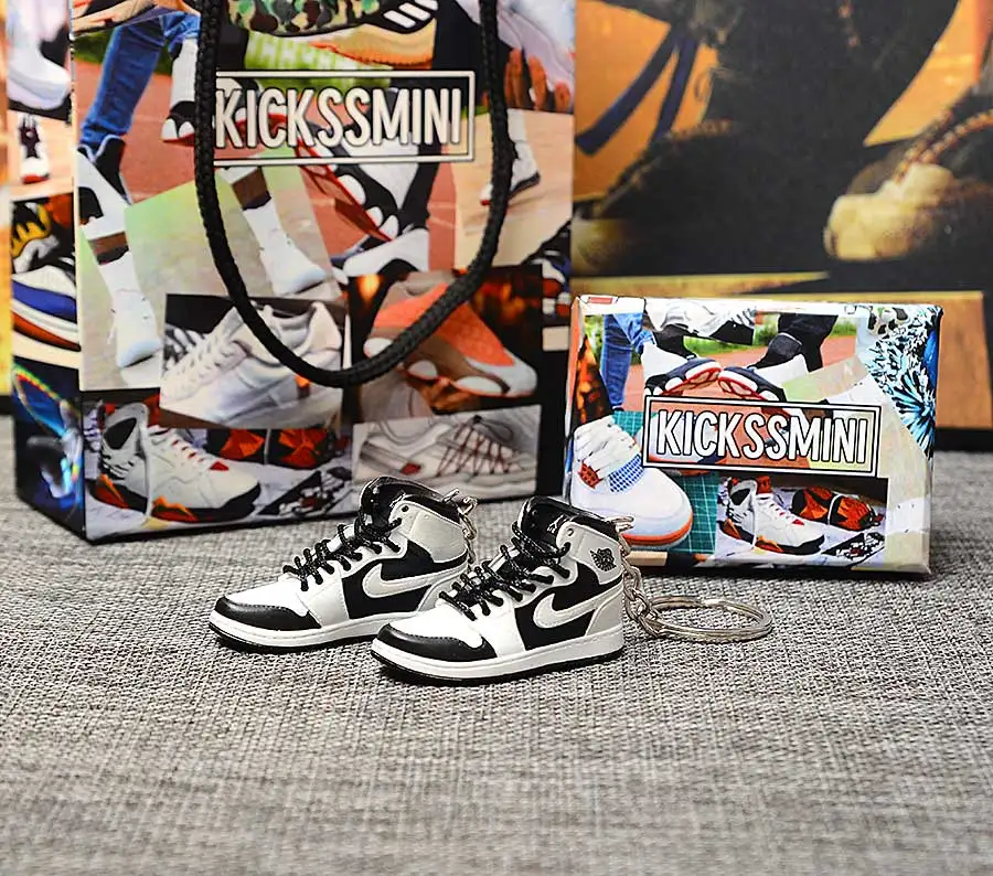 a pair w metal ring Персональный DIY Jordan Generation AIR JORDAN 1 chicago 3D кроссовок фигурный брелок сумка Подвеска парный брелок - Цвет: a pair w metal ring