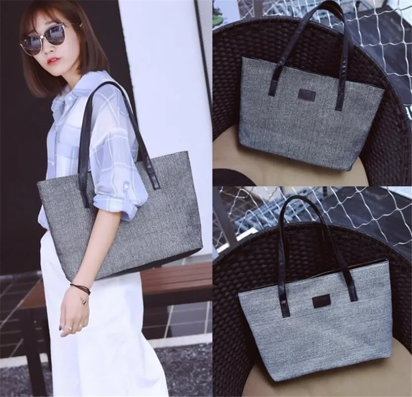 

Canvas Women Bag Large Capacity Women's Shoulder Bag Female Casual Totes Appliques Portable Shopping Bag Lady Casual HandBag