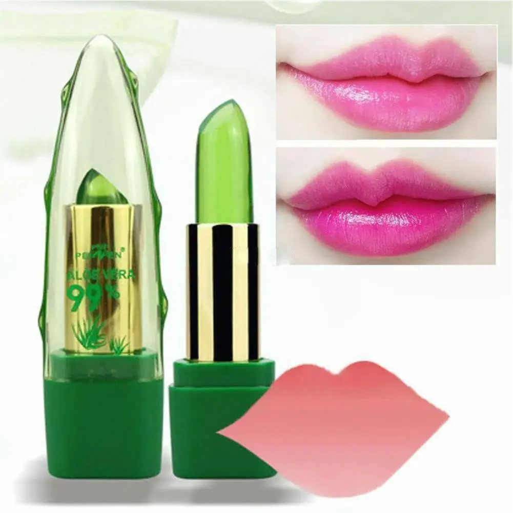 99% Aloe Vera Gel Moisturizing Jelly Lipstick Plant Lipstick Gel Penny Temperature Vera Change Lip Aloe Balm Lipstick Color K4A3