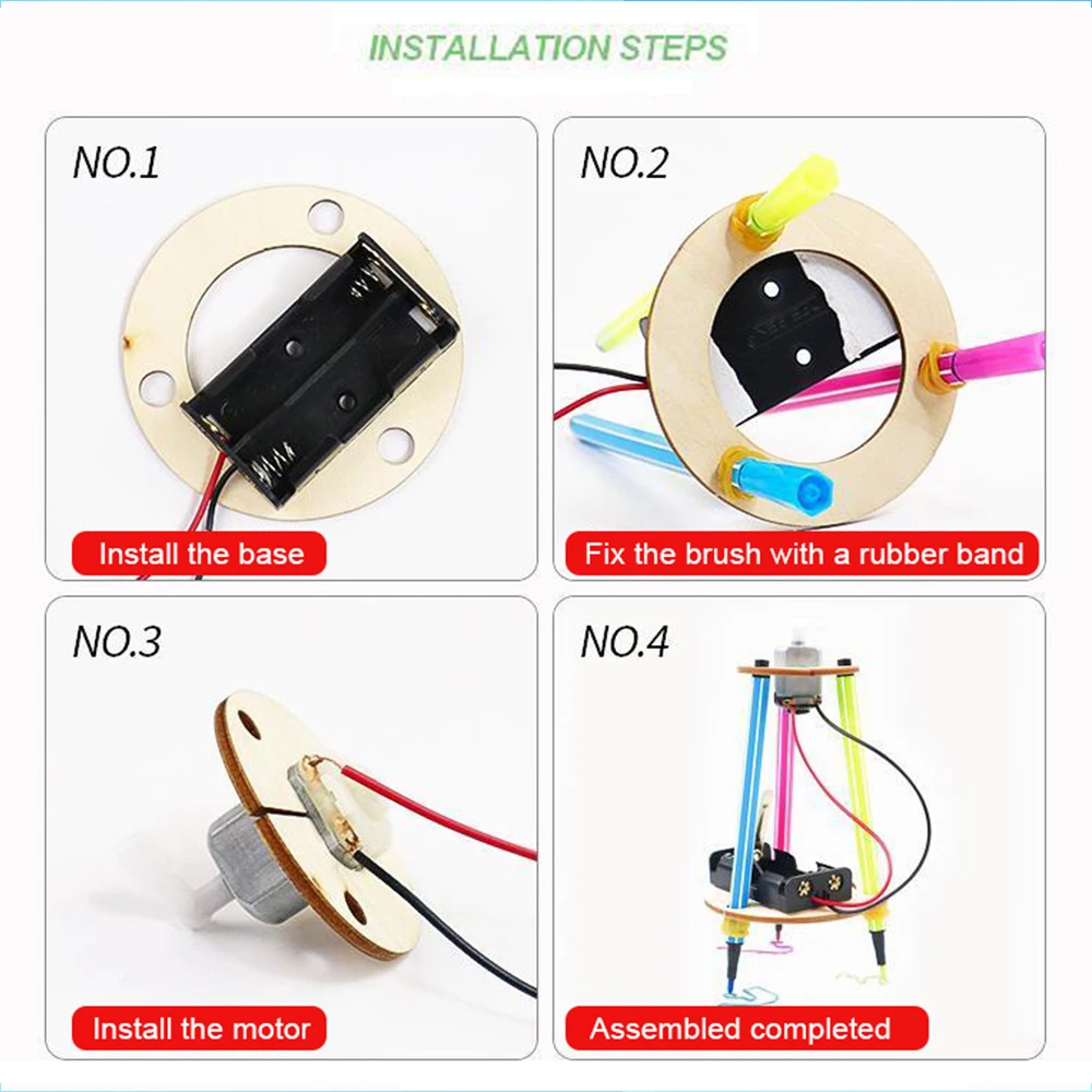 

Hahowa Desk Toy Physics Science Wooden Electrical Toyfor Kids Stem Robot Kit Science Experiment Educational Graffiti Child
