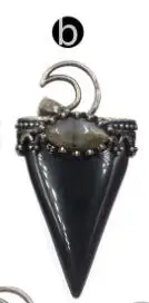 black-b WT-P1491 Подвеска из натурального камня в форме треугольника, натуральный драгоценный камень с подвеской в виде полумесяца, подвеска из камня, Модные женские ювелирные изделия - Окраска металла: black-b