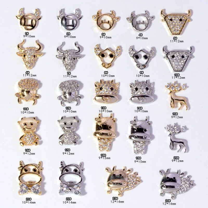 

The Year of the Ox Nail Jewelry 2021 New Year Net Red The Same Diamond Jewelry Luxury Three-dimensional Big Zircon Nail Jewelry