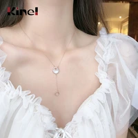 kinel 925 sterling silver shell round tassel pendant necklace rose gold wedding party necklaces for women jewelry gifts