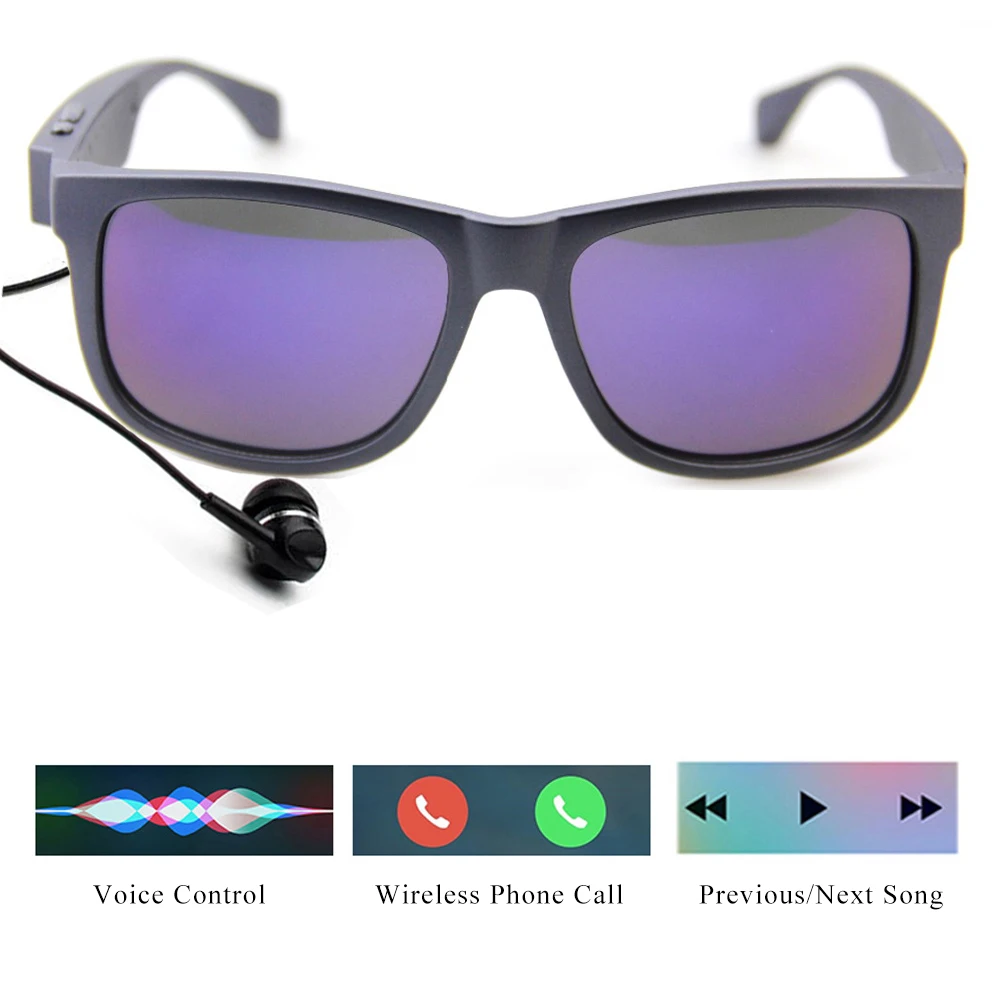 구매 Conway 헤드폰 선글라스 블루투스 4.1 스마트 오디오 헤드셋 음악 선글라스 마이크 스퀘어 남성용 운전 안경 편광