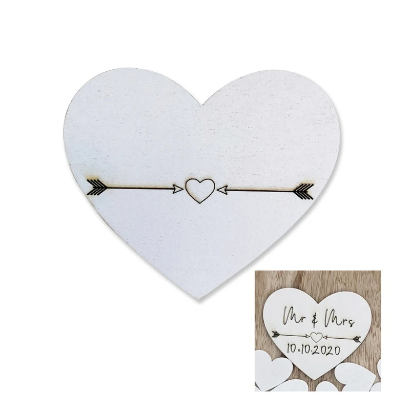 Personalized Wedding Guest Book Drop Top Frame Sign with Wooden Hearts Display Stand Photo Sticker Party Decor | Дом и сад