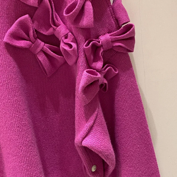 

Bowknot Decorative Sweater Women Long Sleeve Sweet O-neck Jumper 2021 Spring New