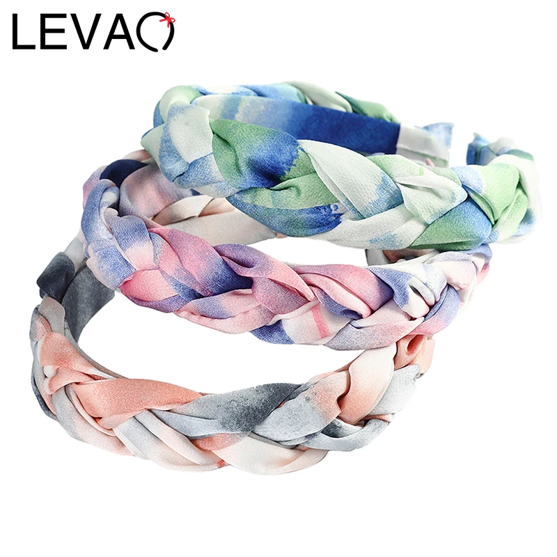Повязка для волос LEVAO с градиентом женская плетеная повязка на голову тюрбан