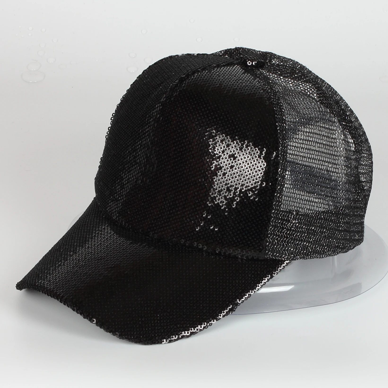 

Sequin Fluorescent Mesh Baseball Cap Back Open Ponytail Outdoor Sports Hat Summer Men Ladies Sunscreen Golf Cap