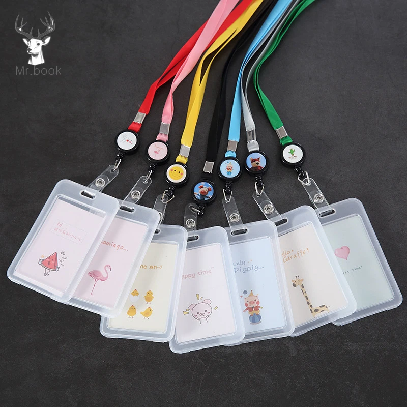 

Transparent Card Holder with Retractable Pull Badge Lanyard Nurse Doctor Exhibition ID Card Badge Holder Student Card Holder
