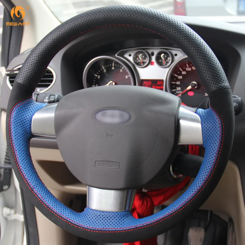 MEWANT синяя черная натуральная кожа замша аксессуары для Ford Focus 2 2005-2011 (3 Спицы)