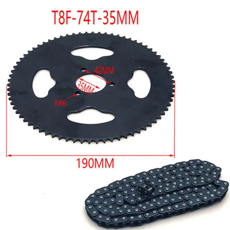 47cc 49cc T8F цепь 136 звеньев и 38 54 74 зубья цепная пластина Звездочка для Мини Мото atv quad 2