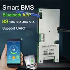 Защитная Плата smart 8S 24 В, 50 А, 40 А, 30 А, 20 А, литий-железо-фосфатная батарея Lifepo4, защитная плата с балансировкой системы BMS, Bluetooth APP PC