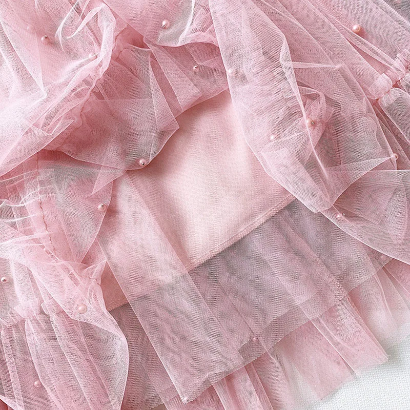 

Women's Pearl skirt spring and summer products leisure tulle skirt high waist elastic pearl skirt