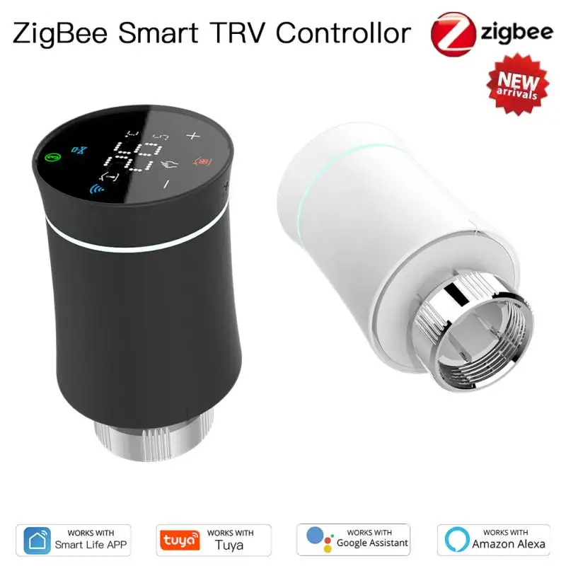 

Новый привод радиатора Tuya TRV ZigBee 3,0 Tuya, клапан, умный программируемый термостат, Нагреватель температуры Alexa, голосовое управление