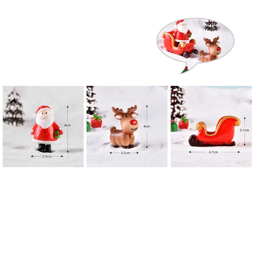 reindeer set BAIUFOR Рождественский миниатюрный Санта Клаус сани олень подарок поезд статуэтки для террариума Феи садовый Декор снежный Пейзаж Модель - Цвет: reindeer set