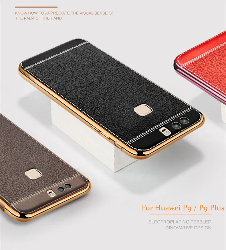 Luxury Litchi Business Leather Pattern Phone Case For Huawei P9 Plus P9plus Ultra Thin Soft Silicone Retro Cover Capa Coque |