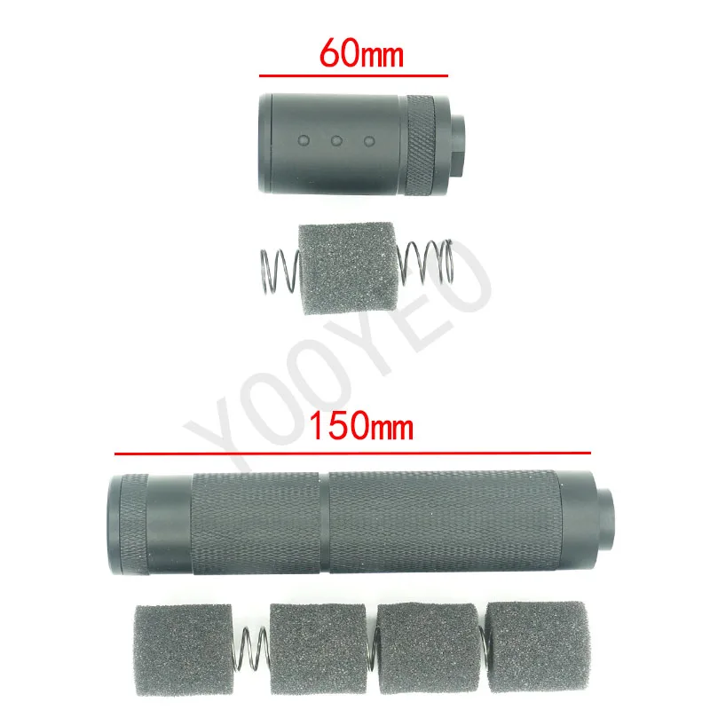 

Airsoft 14mm CW/CCW Silent Device CNC Manufacturing Length 60mm/150mm Barrel Assembly With Spring and Sponge Silencer