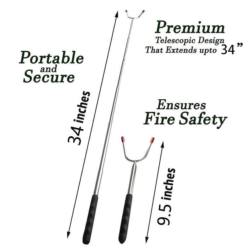 

New 5Pcs Marshmallow Roasting Sticks Extendable 34Inch Telescopic Stainless Steel Smores Skewers for Fire Pit/Camping