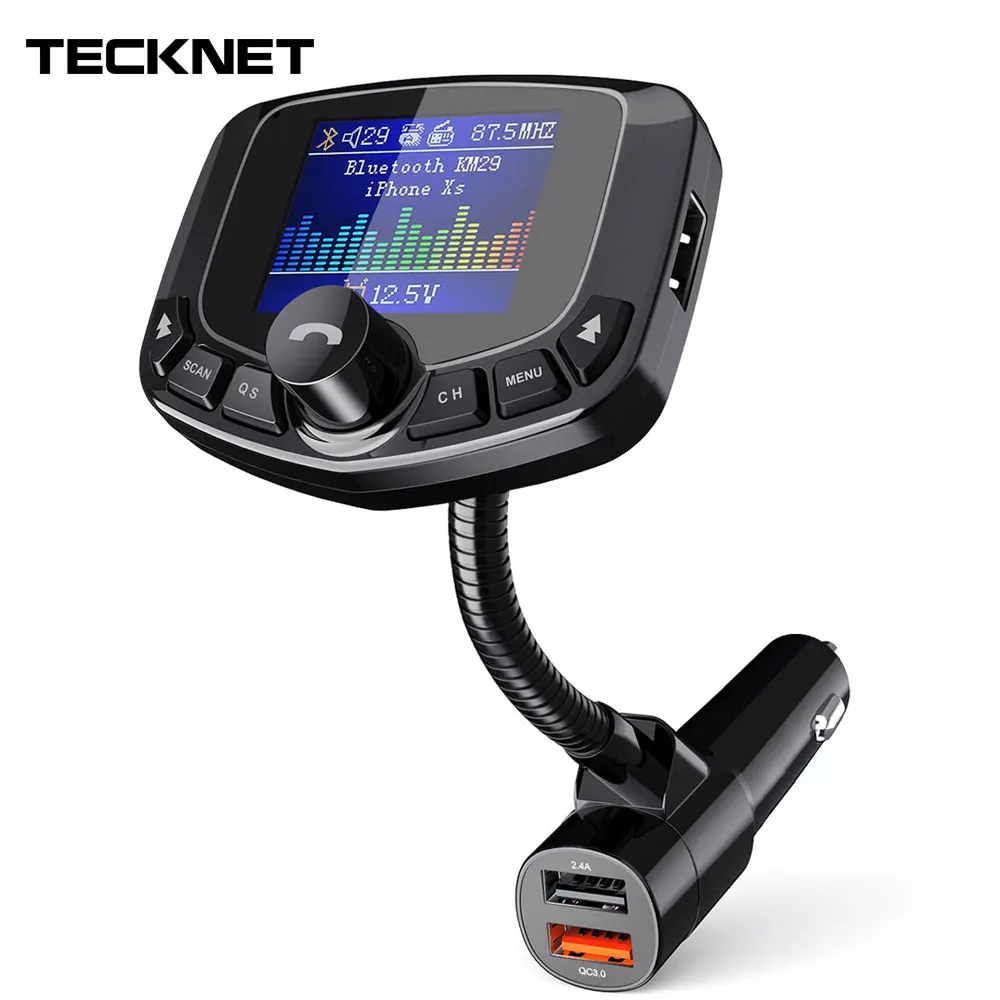 TeckNet Quick Charge 3 0 автомобильное зарядное устройство для телефона fm-передатчик Bluetooth