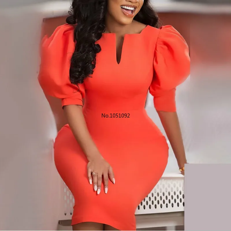 Платья с коротким рукавом-фонариком облегающее платье-карандаш для женщин