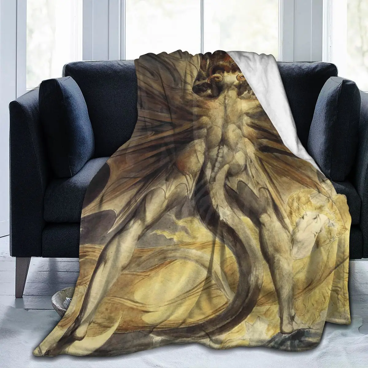 

Primitive murals, 3D blanket, personalized printing, soft coral wool blanket, mechanically washed flannel blanket