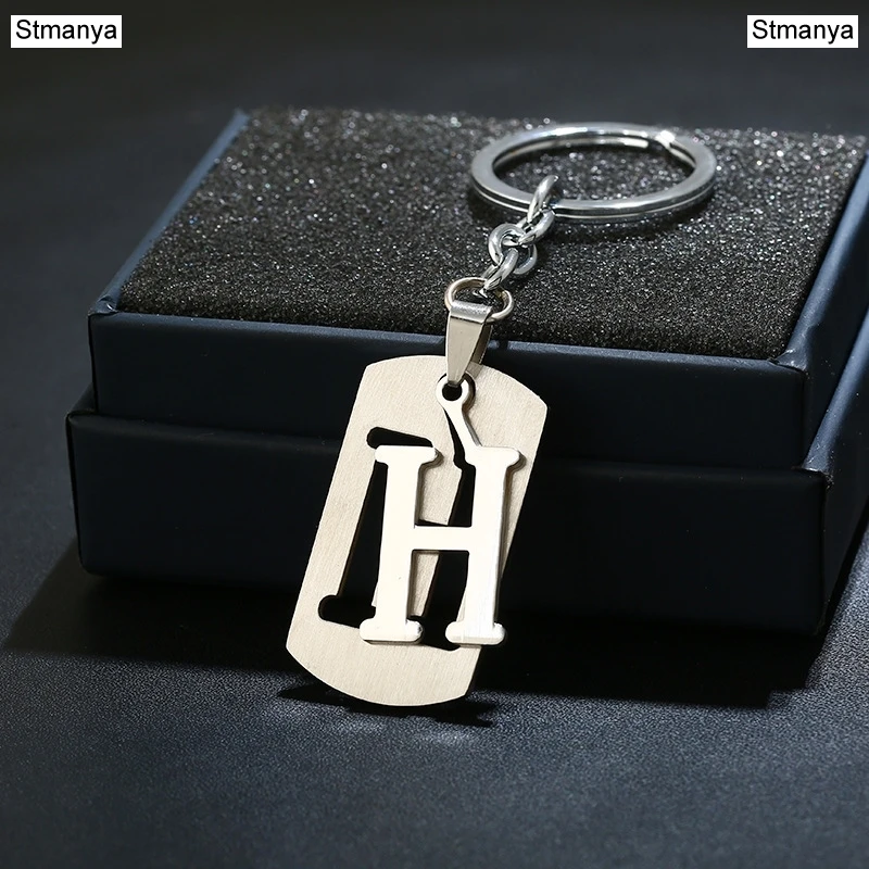 H DIY из нержавеющей стали A-Z буквы брелок талисман 26 букв брелок мужской женский брелок пара подарок ювелирные изделия автомобильный брелок - Цвет: H