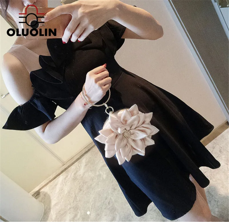 Очаровательная Женская сумка с бриллиантами и цветами дамская сумка-мессенджер