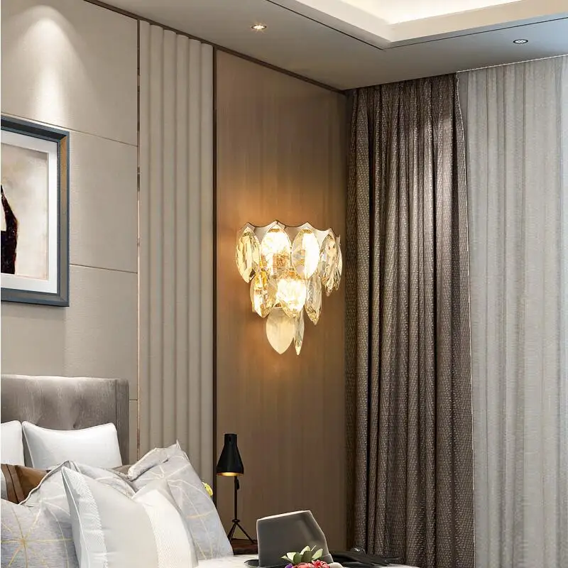 Новый золотой Хрустальный настенный светильник K9 для гостиной простой